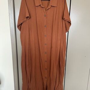 Joe Fresh Rust Button-Front Midi Dress